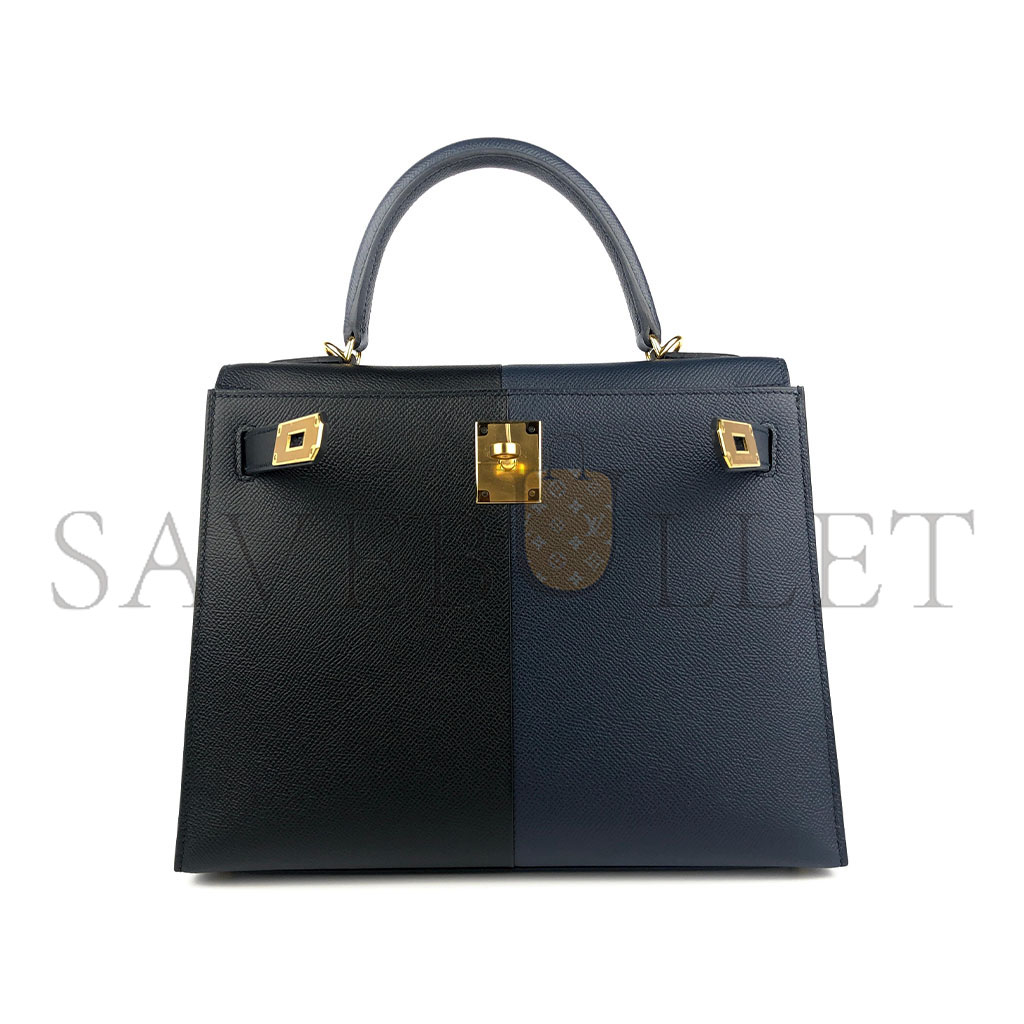 H**mes kelly 25 black blue epsom gold (25*17*7cm)